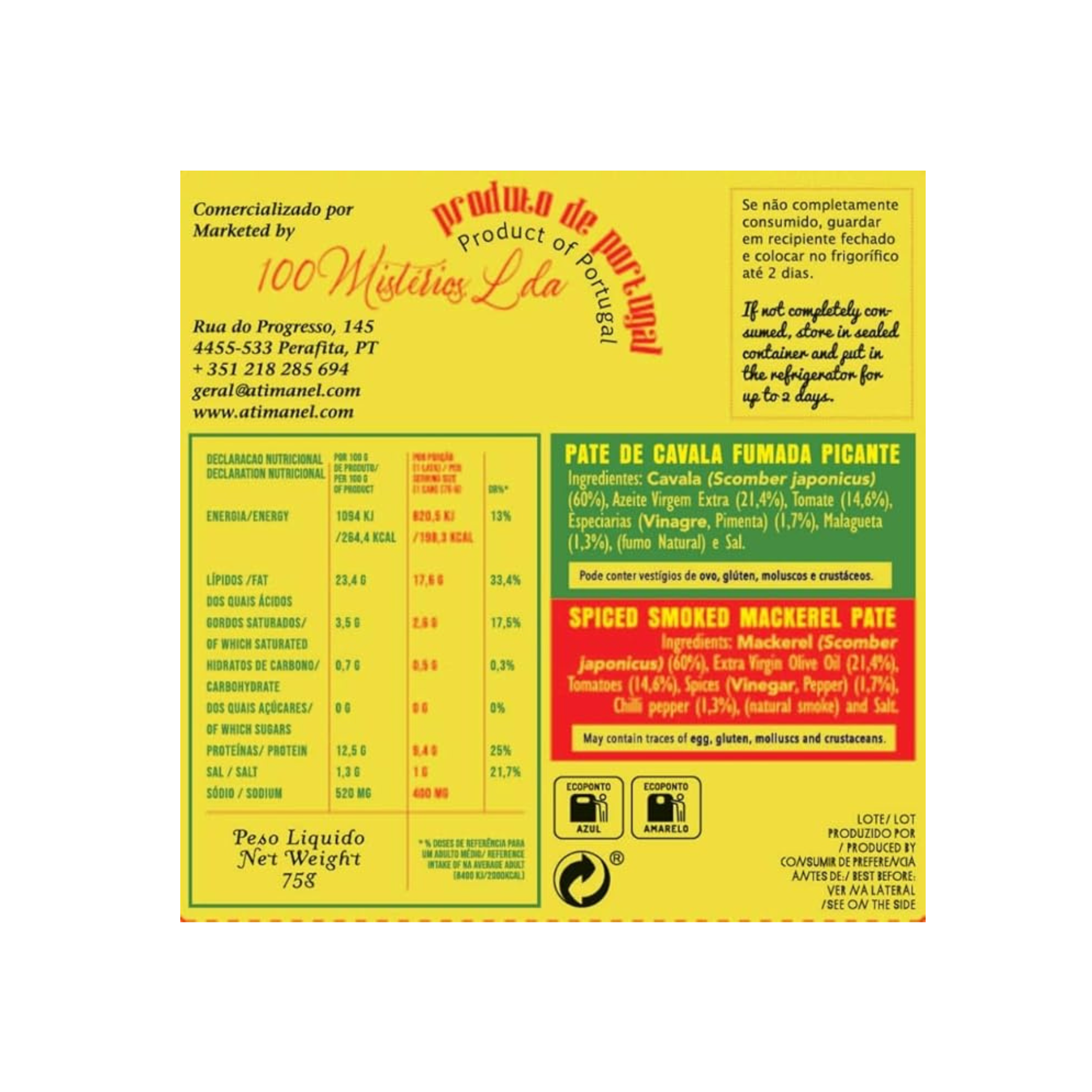 Paté de Caballa Ahumada Picante 75g - Ati Manel